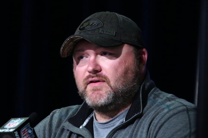 Jets GM Joe Douglas speaks at the NFL Combine